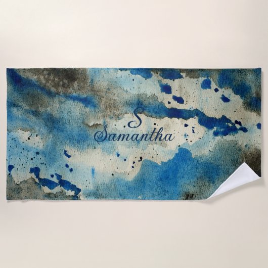 Serviette De Plage Call of the Sea Beach Surfer Ocean Waves Blue Cute (Devant)
