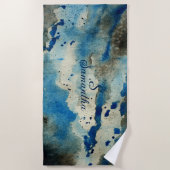 Serviette De Plage Call of the Sea Beach Surfer Ocean Waves Blue Cute (Devant)