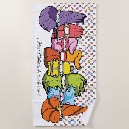 Serviette De Plage Calligraphie Caractère de dessin Goblins WhitePatt (Devant)