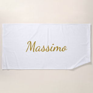 Serviette De Plage Calligraphie de couleur or élégante simple et sobr