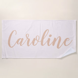 Serviette De Plage Calligraphie minimaliste de flush Nom personnalisé