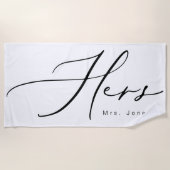Serviette De Plage Calligraphie moderne Lune de miel (Devant)