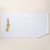 Serviette De Plage Calligraphie Professionnel Élégant Couleur Or (Devant)