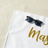 Serviette De Plage Calligraphie Professionnel Élégant Couleur Or (En situation)