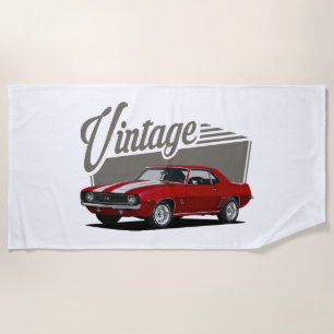 Serviette De Plage Camaro rouge Vintage