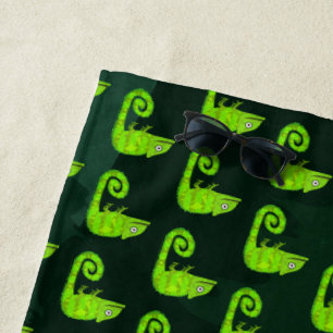 Serviette De Plage Caméléon vert mignon