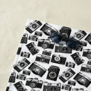Serviette De Plage CAMÉRAS VINTAGES 35 mm NOIR ET BLANC MOTIF