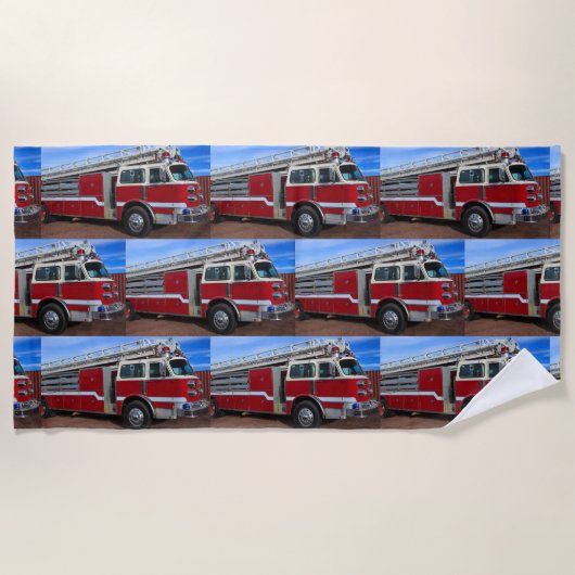 Serviette De Plage Camion-feu rouge horizontal (Devant)