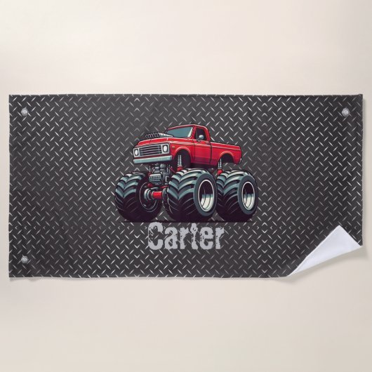 Serviette De Plage Camion monstre rouge (Devant)