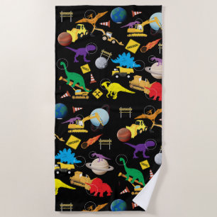 Serviette De Plage Camions de construction Astronaut Dinosaures dans