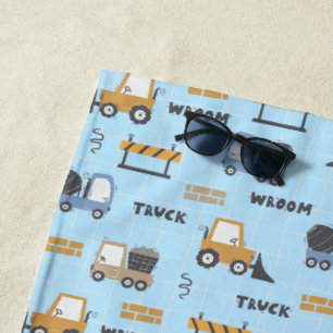 Serviette De Plage Camions de construction Motif bleu