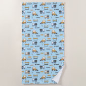 Serviette De Plage Camions de construction Motif bleu (Devant)