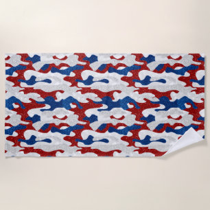 Serviette De Plage Camo américain du 4 juillet pailleté