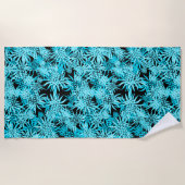 Serviette De Plage Camo d'ananas Hawaiian Tropical - noir et turq (Devant)