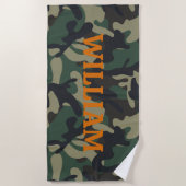 Serviette De Plage Camo du nom orange vert de l'armée (Devant)