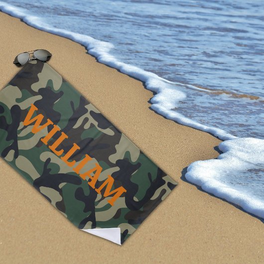 Serviette De Plage Camo du nom orange vert de l'armée