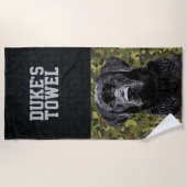 Serviette De Plage Camo vert Black Lab Chien race Nom de l'animal Ani (Devant)