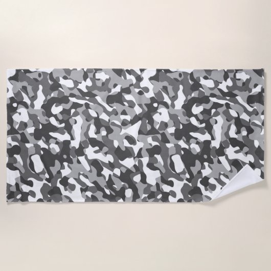 Serviette De Plage Camouflage blanc gris Motif d'impression (Devant)