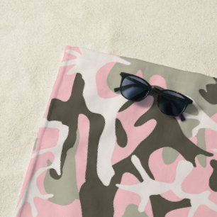 Serviette De Plage Camouflage rose et vert, Militaire, Armée