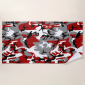 Serviette De Plage Camouflage rouge et gris, Militaire, Armée (Devant)
