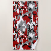 Serviette De Plage Camouflage rouge et gris, Militaire, Armée (Devant)