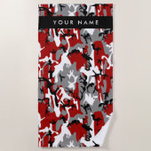 Serviette De Plage Camouflage rouge et gris Votre nom Personnaliser (Devant)