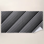 Serviette De Plage Camouflage Texturé en Noir et Gris à Rayures Linéa (Devant)