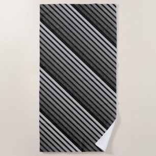 Serviette De Plage Camouflage Texturé en Noir et Gris à Rayures Linéa