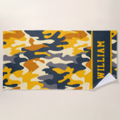 Serviette de plage camouflage vert armée avec nom (Devant)