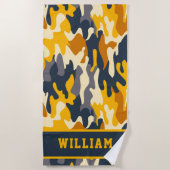 Serviette de plage camouflage vert armée avec nom (Devant)
