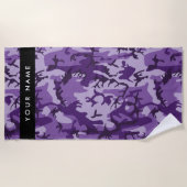 Serviette De Plage Camouflage violet Votre nom Personnalisez (Devant)