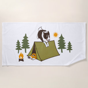 Serviette De Plage Camp Collie frontalier de Dog Cube d'Agilité