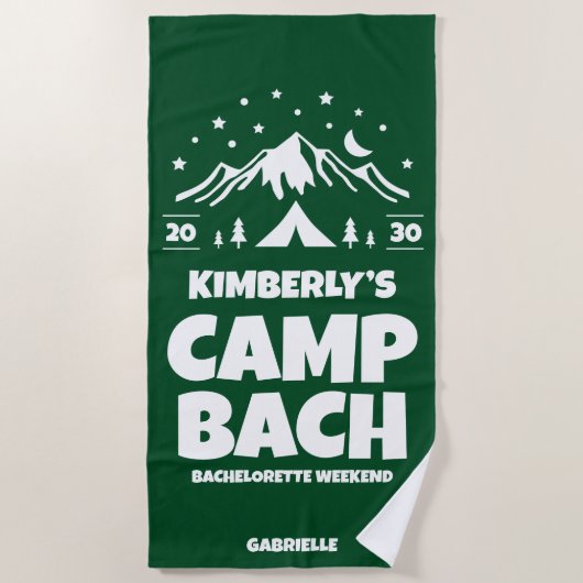 Serviette De Plage Camp de Bachelorette Extérieur Vert (Devant)