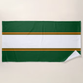 Serviette De Plage Camp Sportif Vert Orange Blanc Rayures de Course (Devant)