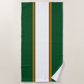 Serviette De Plage Camp Sportif Vert Orange Blanc Rayures de Course (Devant)