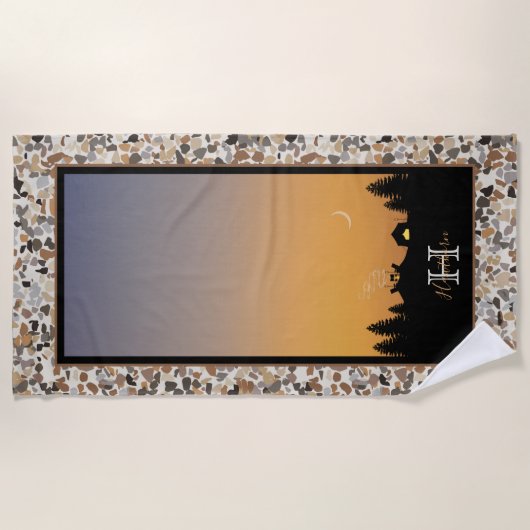 Serviette De Plage Camping à Sunset Pebble (Devant)