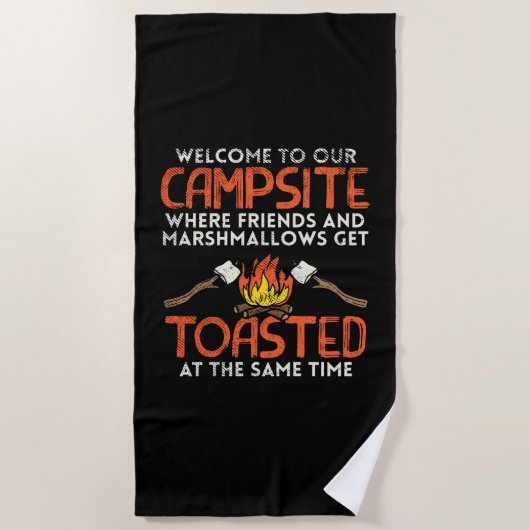 Serviette De Plage Camping feu et Marshmallows (Devant)