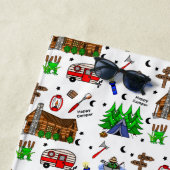 Serviette De Plage Camping personnalisé Thème Happy Camper (En situation)