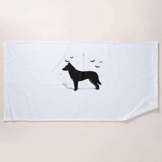 Serviette De Plage Canaan Chien - Halloween Lune Silhouette Classique (Devant)