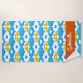 Serviette De Plage Canard jaune mignon et motif cœurs Personnalisé (Devant)