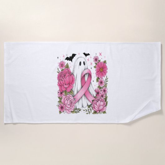 Serviette De Plage Cancer du sein Halloween Ghost Boho (Devant)