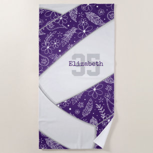 Serviette De Plage caniche en plumes d'artsy violet de volley-ball bo