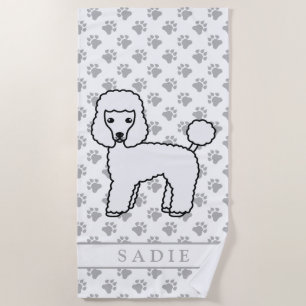 Serviette De Plage Caniche jouet blanc Chien de dessin animé mignon &