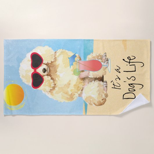 Serviette De Plage Caniche miniature d'été (Devant)