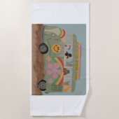 Serviette De Plage Caniches dans une camionnette hippie (Devant)