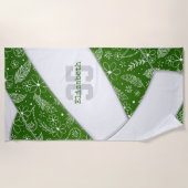 Serviette De Plage canicules en plumes d'artsy volleyball boho vert (Devant)