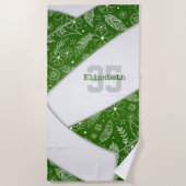 Serviette De Plage canicules en plumes d'artsy volleyball boho vert (Devant)