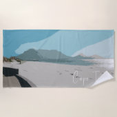 Serviette De Plage Cape Town Table Mountain Ocean Sketch (Devant)