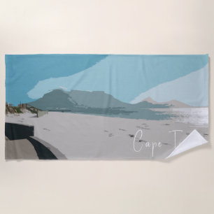 Serviette De Plage Cape Town Table Mountain Ocean Sketch