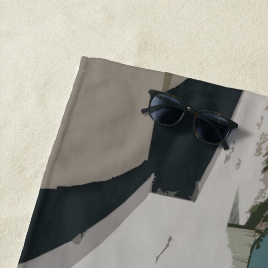 Serviette De Plage Cape Town Table Mountain Ocean Sketch (En situation)